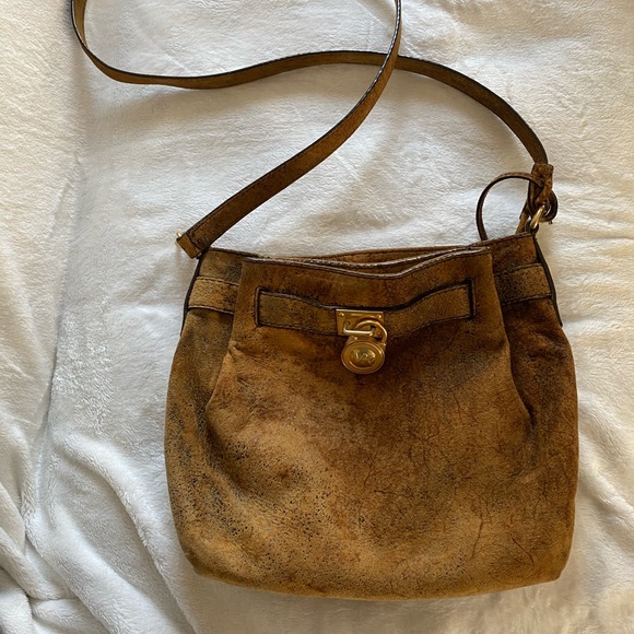 distressed brown michael kors bag